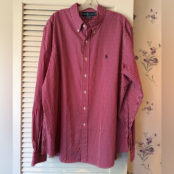 Ralph Lauren Custom Fit Red & White Stripe Button Down in XXL - Picture 1 of 4